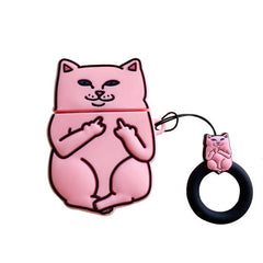 Funny Cat Middle Finger Case for Air Pods