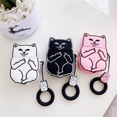 Funny Cat Middle Finger Case for Air Pods