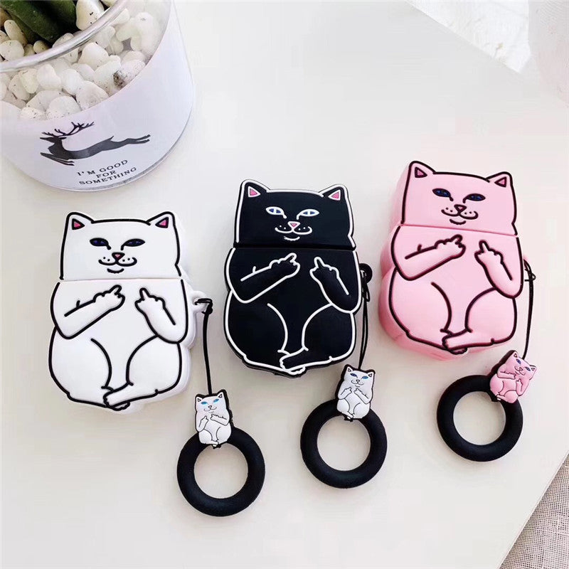 Funny Cat Middle Finger Case for Air Pods