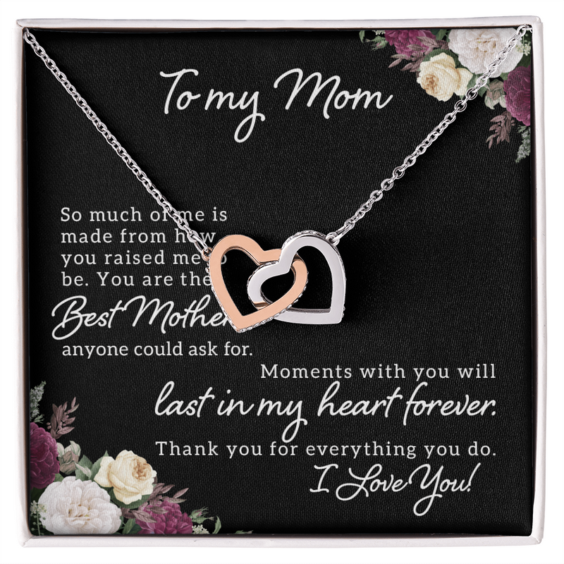 To My Mom, I Love You Interlocking Hearts Necklace