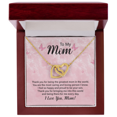 To My Mom, I Love You Interlocking Hearts Necklace