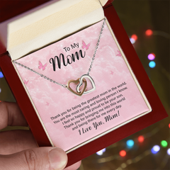 To My Mom, I Love You Interlocking Hearts Necklace